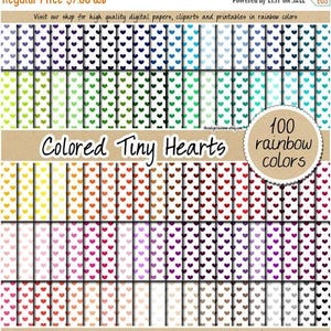 100 farbige kleine Herzen digitales Papier Valentinstag digitales Papier Regenbogenherz digitales Papier Papier Pastell Herz Planer Aufkleber 12x12 Ziffern