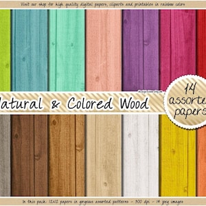 VENTE pack de papier numérique en bois naturel et coloré pastel papiers numériques en bois kit de scrapbooking numérique clipart menthe aqua rose corail blanc