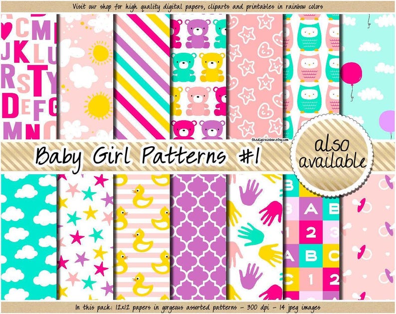 SALE Baby Girl Digital Paper Pink and Blue Digital Paper Baby Shower ...