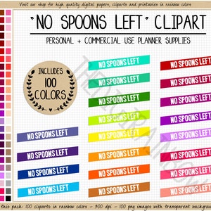 VERKOOP 100 geen lepel links digitale sticker lepel theorie geannuleerd taaktracker clipart laag energieniveau lepeltje onzichtbare ziekte geestelijke gezondheid