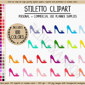 SALE 100 SHOES clipart stiletto shoes stickers heels clipart fashion clipart colorful fashion stickers rainbow planner stickers heels print image 1
