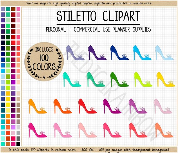 SALE 100 SHOES clipart stiletto shoes stickers heels clipart fashion clipart colorful fashion stickers rainbow planner stickers heels print