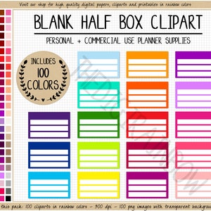 SALE 100 blanko box Clipart Checkliste halbe Box digitaler Planner Sticker Regenbogen Aufkleber Pastell Sticker Erin Condren Goodnotes Happy Planner