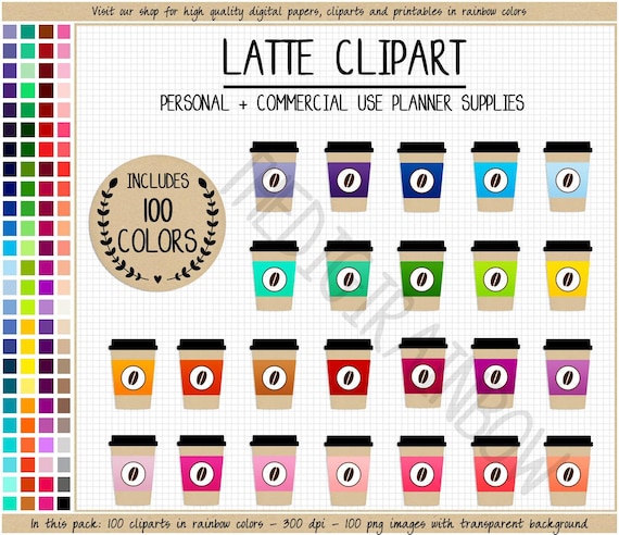 SALE 100 COFFEE clipart latte clipart tea clipart hot chocolate clipart coffee planner stickers mug planner stickers starbucks cliparts ECLP