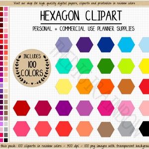 VERKOOP 100 HEXAGON clipart zeshoek planner stickers heldere zeshoek stickers regenboog Happy Planner Erin Condren afdrukbare planner clipart eclp