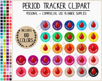 SALE 200 PERIOD TRACKER printable digital sticker blood drop start end menstrual cycle clipart shark week Erin Condren Goodnotes Hobonichi