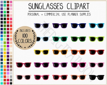SALE 100 SUNGLASSES clipart rainbow sunglasses planner stickers eyewear clipart printable glasses clipart summer clipart shades clipart ECLP