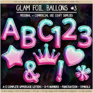 MERMAID Foil Balloon alphabet clipart blue purple pink birthday balloon font sublimation alpha little mermaid party clipart digital alphabet