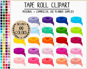 SALE 100 WASHI TAPE clipart rainbow washi clipart rainbow masking tape printable planner stickers colorful scrapbooking supplies Eclp Mambi