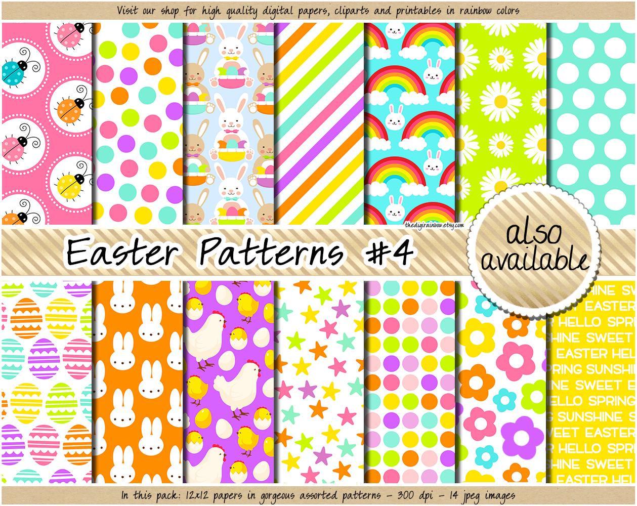 SEAMLESS Easter Digital Paper Printable Easter Pastel Background Bunny ...