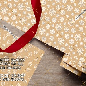 SEAMLESS Christmas digital paper realistic Kraft texture printable wrapping paper Shabby pattern Winter Holiday background labels & gift tag image 2