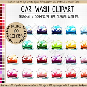 VERKOOP 100 CAR WASH clipart auto planner stickers pastel clipart heldere sticker auto pictogram regenboog Erin Condren stickers auto-onderhoud herinnering