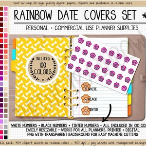 PAKET 300 Paw Date Cover-klistermärken Paw clipart utskrivbara datumprickklistermärken siffror Goodnotes digital planerare Hobonichi Bullet Journal