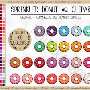 100 SALE 100 DONUT Clipart Donut Aufkleber Lebensmittel Clipart Küche Grafiken Schokolade Süßigkeiten kommerzielle Nutzung digitaler Planer Aufkleber