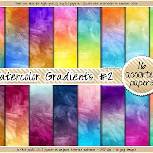 VERKAUF Aquarell digitales Papier Regenbogen Farbverlauf digitales Papier Farbe Schlaganfall Textur hell Aquarell Druck Pastell Aquarell Hintergrund 12x12