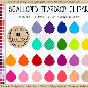 VENTE 100 pétoncles larme clipart goutte d'eau planificateur autocollant clipart arc-en-ciel hydrate planificateur autocollant lumineux imprimable Erin Condren