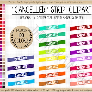 SALE 100 CANCELLED sticker rainbow digital sticker slanted cancelled printable stickers Erin Condren Goodnotes Bullet Journal Happy Planner