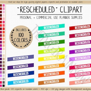 SALE 100 RESCHEDULED Sticker Regenbogen digitaler Aufkleber schräg aufgeschobener druckbarer Sticker Erin Condren Goodnotes Bullet Journal Happy Planner