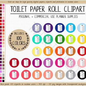 VENDA 100 PAPEL HIGIÊNICO clipart ícone de rolo de papel higiênico clipart de banheiro planejador de casa limpeza de banheiro adesivos digitais adesivos de papel toalha arco-íris