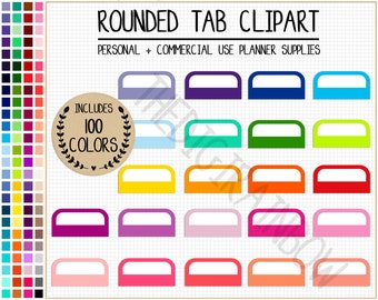 SALE 100 TAB clipart rainbow tab stickers printable planner divider colorful planner tabs blank planner tabs blank divider pastel stickers
