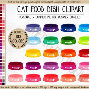 VENTA 100 pegatinas de plato de comida para gatos, icono de comida para gatos, pegatinas para planificador de gatos, clipart de animales, clipart de gatos, pegatina para planificador digital de gatos, Goodnotes Hobonichi