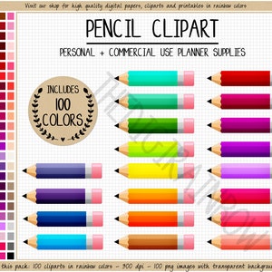 SALE 100 BLEISTIFT Aufkleber Bleistift Clipart Schule druckbarer digitaler Planer Planer Stift Symbol für Schule, Schulleben, Schule, Kinder, Planer