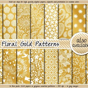 SALE gold digital paper golden digital paper gold foil printable paper gold chevron stripes polka dot gold clipart gold pattern gold sticker image 3