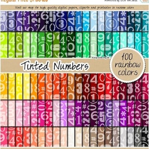 100 Zahlen Digitale Papiere druckbare Buchstabe Wandkunst digitale Regenbogen Papiere Scrapbooking 12x30, Pastell, neutral, hell, dunkel