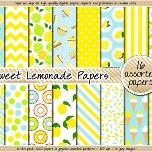 Download Lemon Digital Paper Lemon Lime Lemon Lime Yellow Etsy