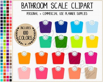 SALE 100 BATHROOM SCALE clipart rainbow scale planner sticker weight loss printable weight tracker sticker bright clipart diet journal Eclp