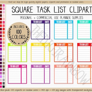 SALE 100 TO DO list sticker square full box sticker task checklist rainbow printable digital sticker chores tracker Goodnotes Happy planner