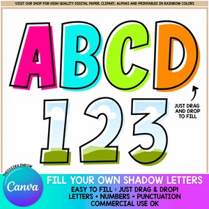 Cornici Canva con alfabeto in grassetto modificabile, modello di lettera trascinabile, crea il tuo font Doodle, design personalizzato per magliette con stampa a sublimazione, alfabeti per bambini
