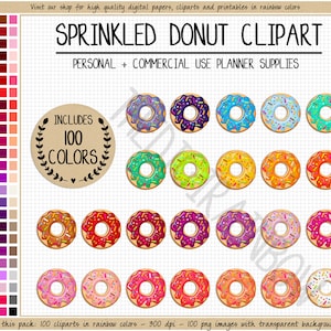 VERKOOP 100 DONUT clipart donut clipart gebak clipart keuken clipart donut planner stickers heldere Erin Condren stickers commercieel gebruik