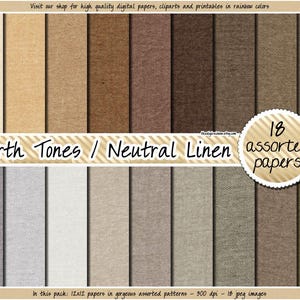 SALDI Carta digitale in lino neutro, carta digitale in tela di lino color terra naturale, album digitale 12x12 marrone grigio beige bianco tortora caffè