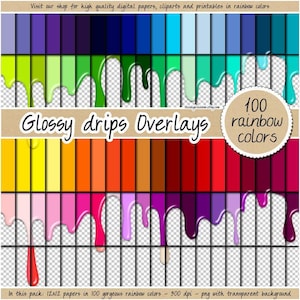 VENTA 100 superposiciones de goteo brillantes sin costuras, patrón de goteo de papel digital de helado de arcoíris, clipart de chocolate, fondo líquido, textura de brillo