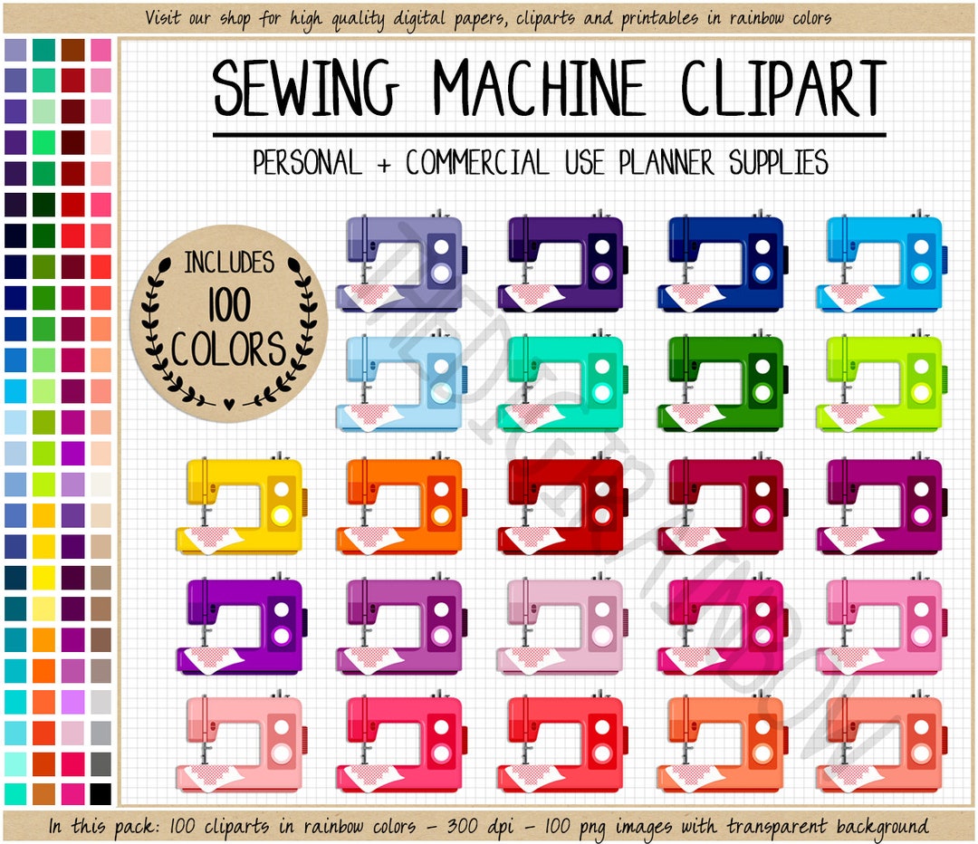 SALE 100 SEWING MACHINE Clipart Sewing Sticker Knitting Printable ...