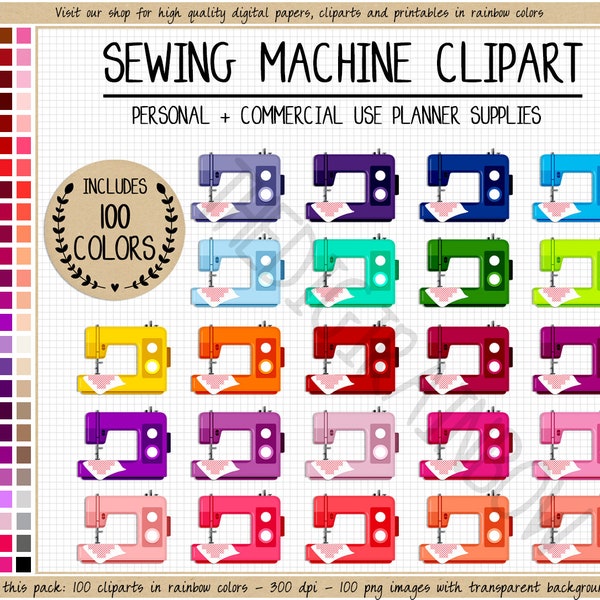 SALE 100 SEWING MACHINE clipart sewing sticker knitting printable sticker digital stickers sewing icons Bullet Journal Erin Condren sticker