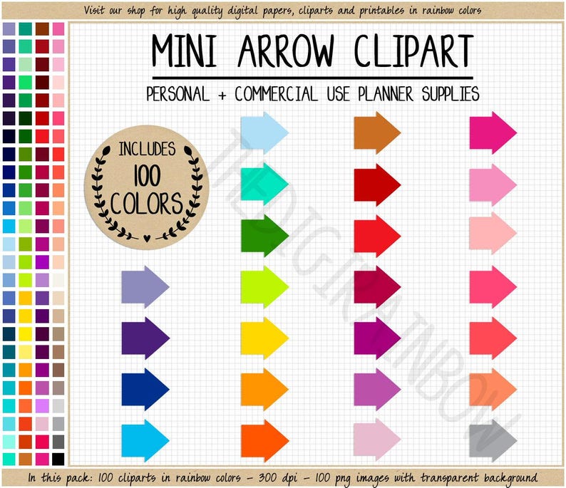 SALE 100 ARROW Clipart Arrow Planner Stickers Functional Printable ...
