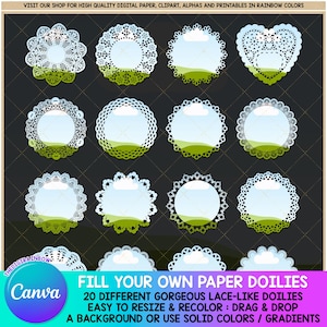 Modèle dentelle CANVA, napperon en papier modifiable à imprimer, lot de cadre coquette en dentelle, sublimation vintage par glisser-déposer, kit de journal indésirable rétro