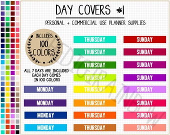 BUNDLE 700 Days of the Week date covers everyday rainbow headers printable date covers Goodnotes digital sticker Erin Condren Happy planner