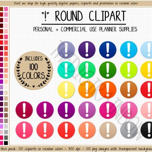 VENDITA 100 PUNTO ESCLAMATIVO clipart! adesivo importante adesivo scuola adesivo cerchio luminoso planner digitale Erin Condren Goodnotes