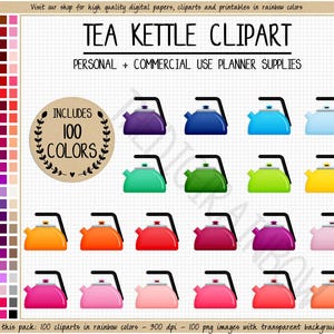 SALE 100 THEE KETEL clipart thee clipart afdrukbare thee stickers waterkoker stickers keuken clipart keuken digitaal papier leuke planner stickers