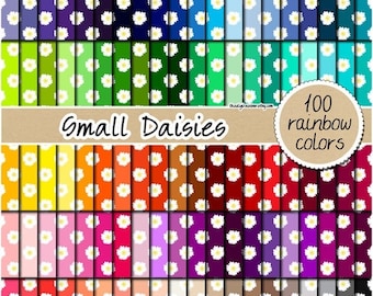 100 cute daisy digital paper summer digital paper rainbow print floral printable daisy pattern white flower 12x12 pastel neutral bright