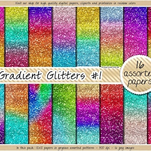 VERKOOP Gradiënt glitter digitaal papier regenboog glitter digitaal papier ombre glitterpapier metallic glitter achtergrond roségoud glitter zilver