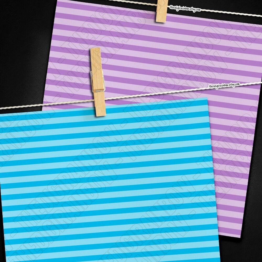 100 SEAMLESS Tinted Medium Horizontal Striped Digital Paper Stripe ...