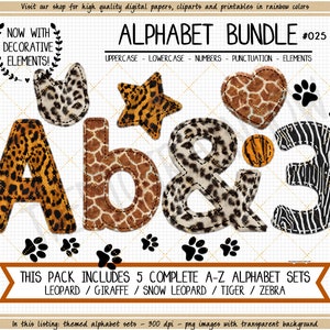 Animal Print Alphabet Leopard alphabet safari clipart zebra alphabet leopard monogram PNG Faux Applique alphabet faux fur leopard print