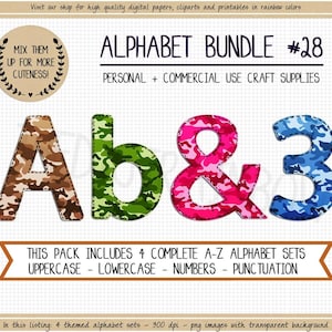 Camouflage Alphabet Camo alphabet pink camo clipart letter blue camo monogram green army print Veteran sublimation font PNG Faux Applique