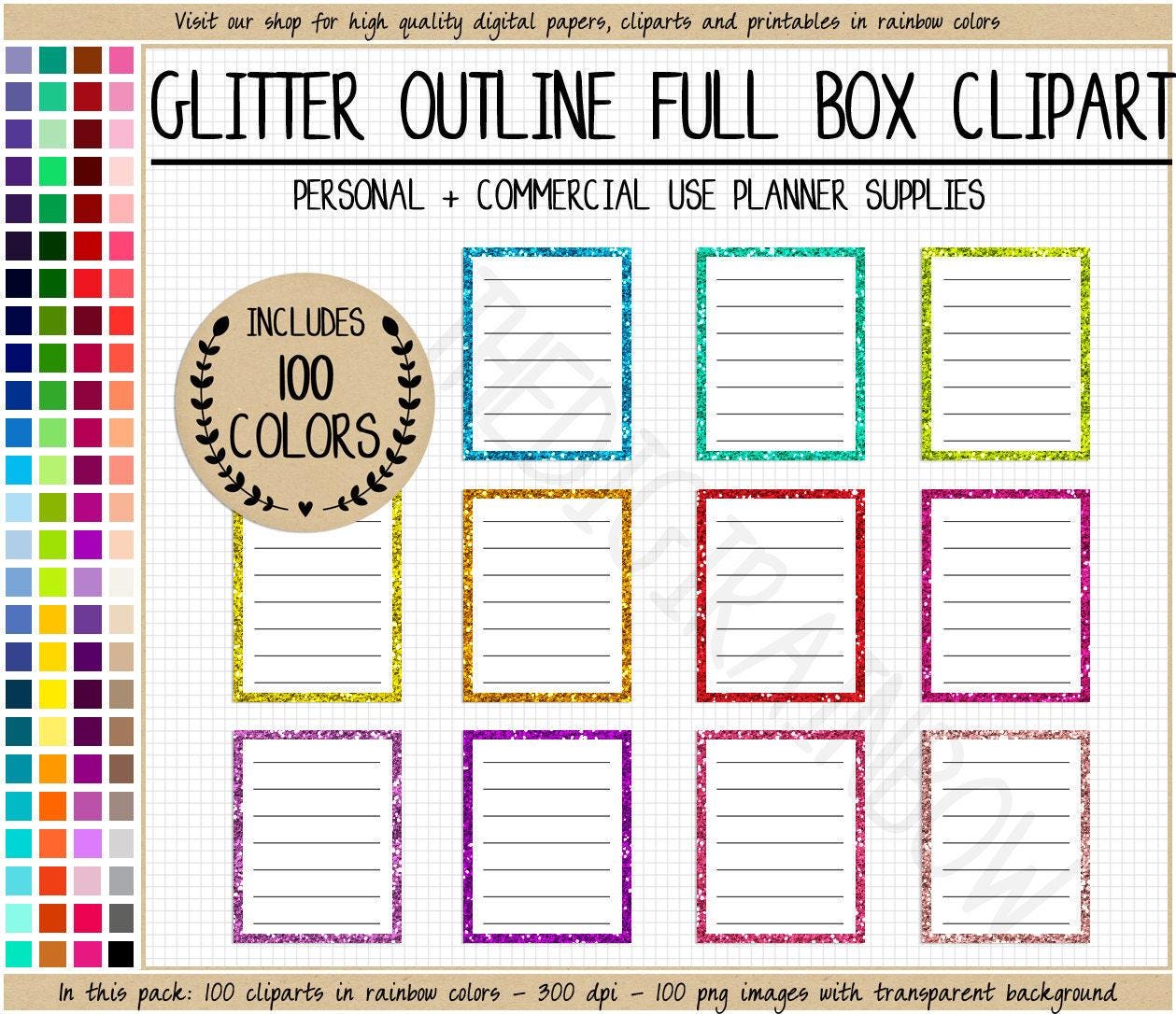 SALE 100 Glitter Full Box Planner Stickers Rainbow Planner Clipart Full ...