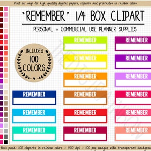 VENDITA 100 adesivi per planner REMEMBER adesivi per planner stampabili da un quarto di scatola Erin Condren Mambi Happy Planner Clipart per planner per uso commerciale