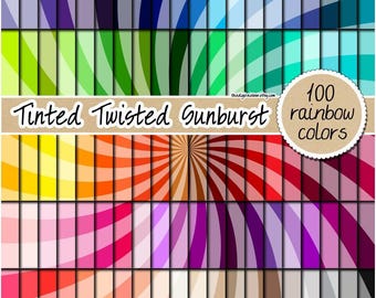 100 tinted sunburst digital paper twisted starburst digital paper spiral background spiral digital paper rainbow two tone digital paper